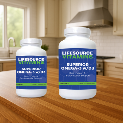 Superior Omega 3 w/ Vitamin D3 - High Potency - 2 Sizes / 60 & 120 Softgels