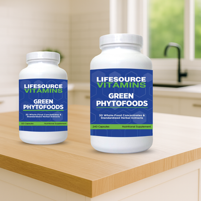 Green Phyto Foods - ORGANIC - Veg Capsules - Proprietary Formula - 38 Organic Whole Foods- 2 Sizes Available