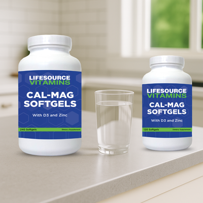 Cal-Mag Softgels - w/ D3 and Zinc - Calcium & Magnesium - 2 Sizes / 120 & 240 Count