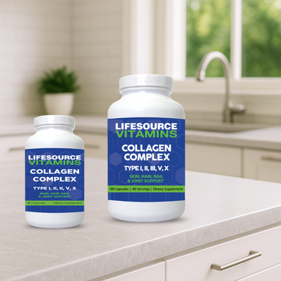 Multi Collagen Complex - 1,800 mg - Type I-II-III-V-X - 2 Sizes / 90 & 180 Capsules
