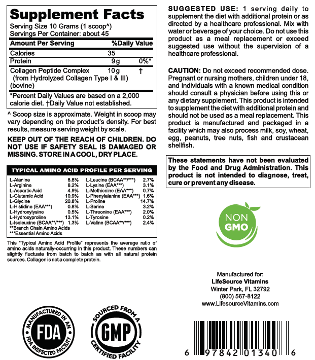 LifeSource Vitamins-Collagen Peptides Powder, Hydrolyzed Collagen ...
