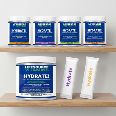 Hydrate - Fast Acting Electrolyte Drink - 20 Stick Packs - 4 Different Flavors
