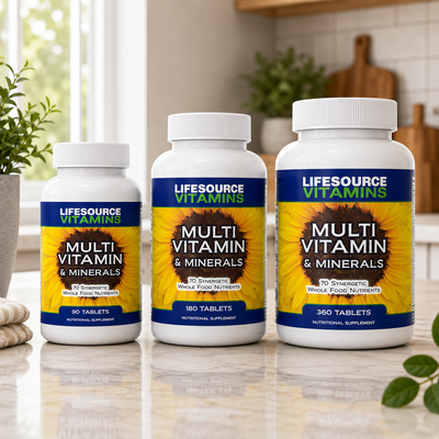 Multivitamins & Minerals - 70 Whole Food Ingredients - 3 Sizes / 90, 180, & 360 Tabs